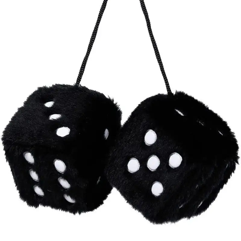 Plush dice hanging decor - black