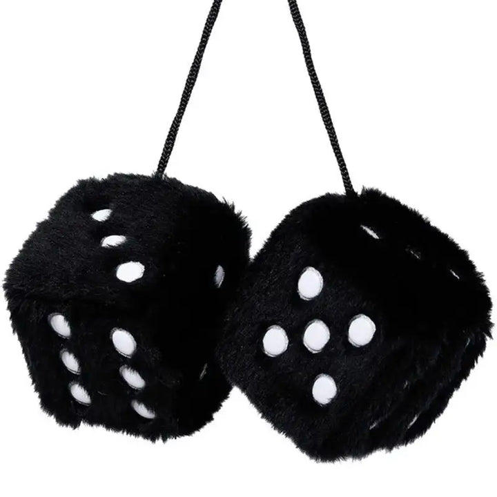 Aesthetic plush dice hanging decor for fun room accents - black