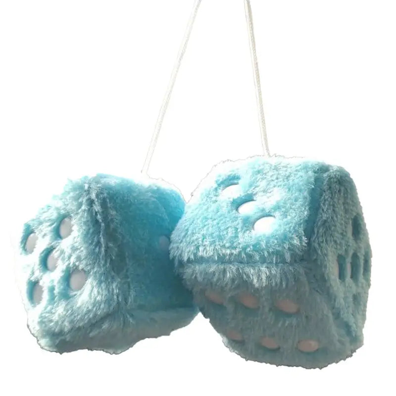 Aesthetic plush dice hanging decor for fun room accents - blue