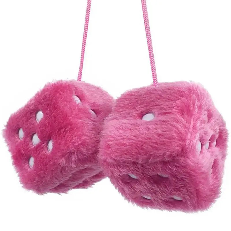 Aesthetic plush dice hanging decor for fun room accents - pink