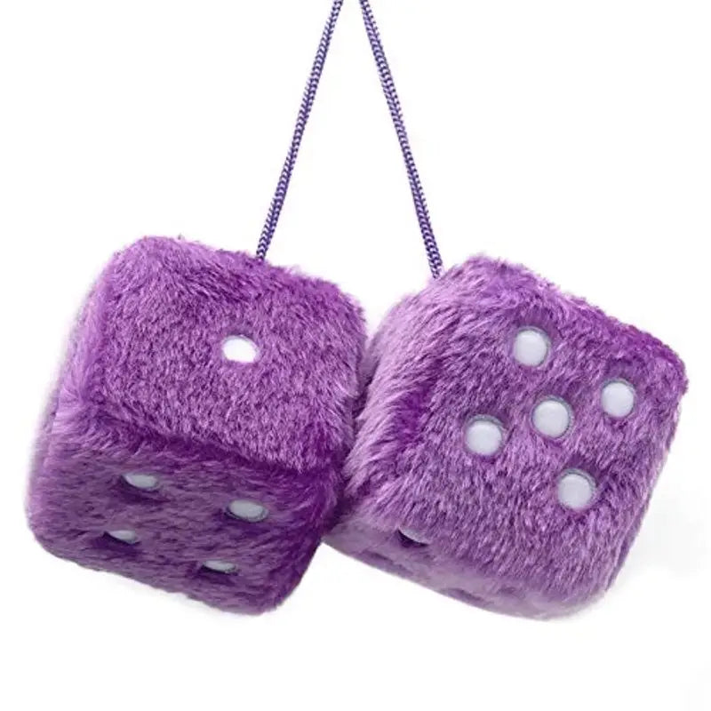 Aesthetic plush dice hanging decor for fun room accents - purple