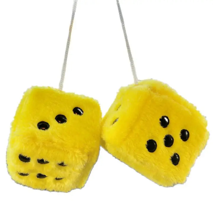 Aesthetic plush dice hanging decor for fun room accents - yellow