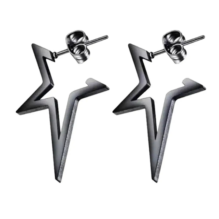 Pointed star earrings - standart / black - earrings