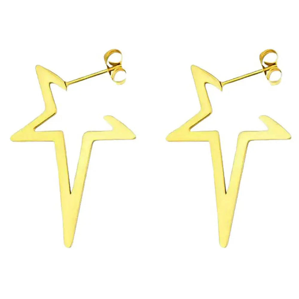 Pointed star earrings in zinc alloy for unique style - standart / gold - earrings