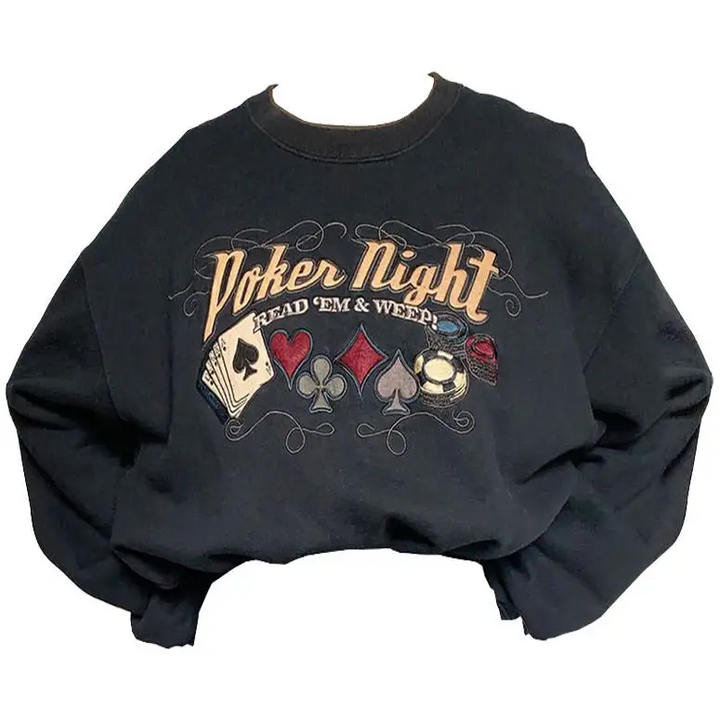 Poker night embroidered sweatshirt - sweatshirts