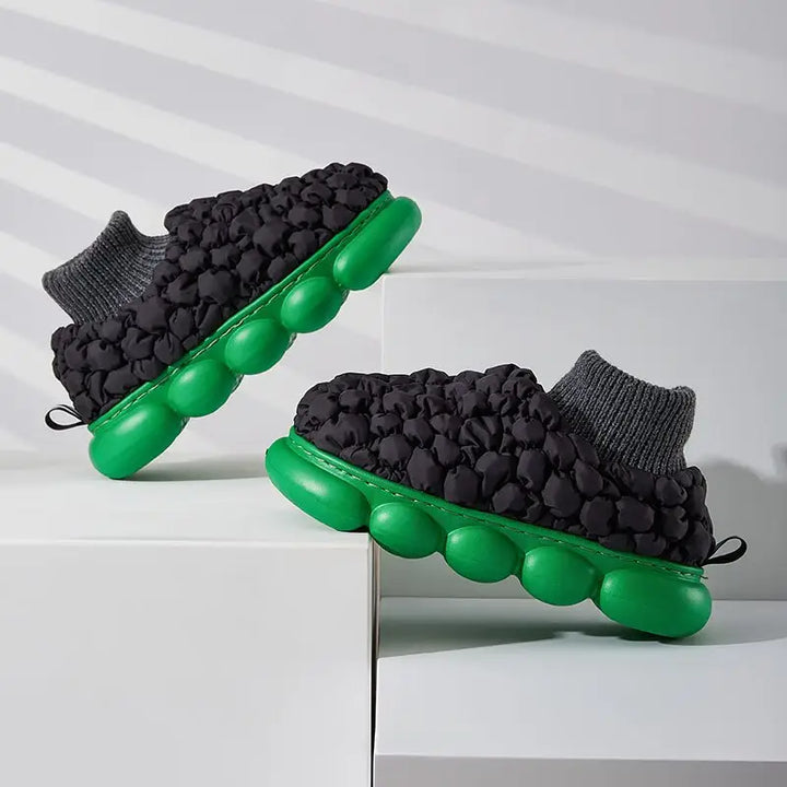 Y2k popcorn slippers for stylish comfort in streetwear fashion - black green / 36/37 (insole 23cm)