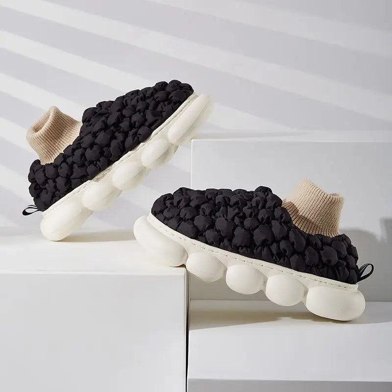 Y2k popcorn slippers for stylish comfort in streetwear fashion - black white / 36/37 (insole 23cm)