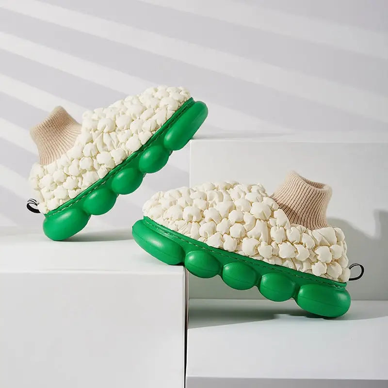 Y2k popcorn slippers for stylish comfort in streetwear fashion - white green / 36/37 (insole 23cm)