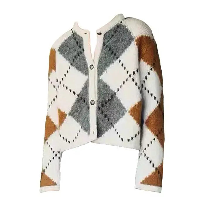 Preppy aesthetic argyle cardigan