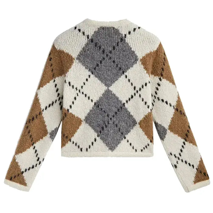 Preppy aesthetic argyle cardigan