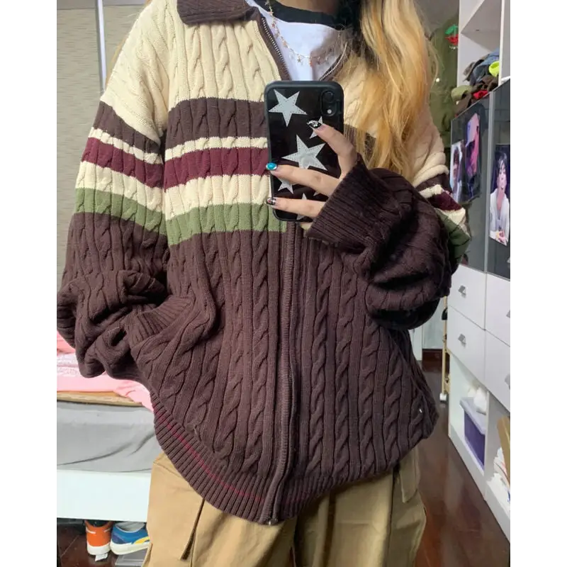 Preppy aesthetic striped cardigan for y2k fashion lovers