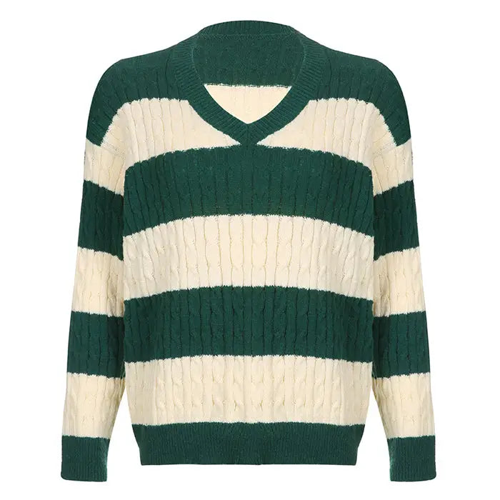 Preppy girl striped jumper - sweater