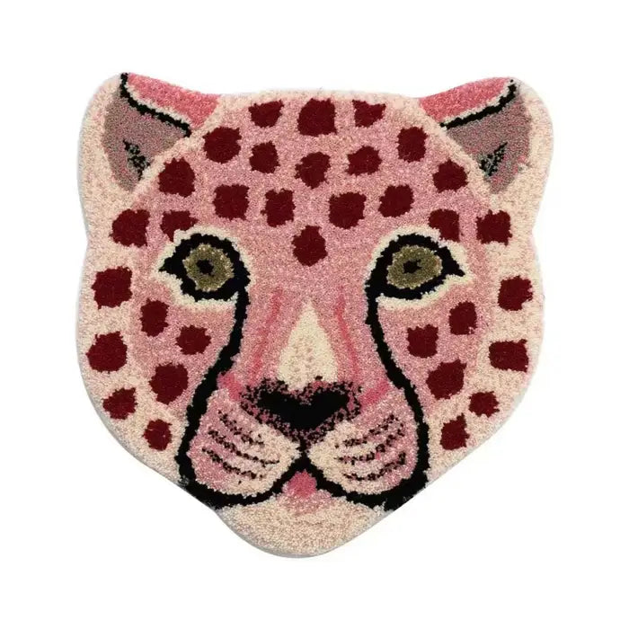 Preppy pink leopard rug for stylish and fun home decor