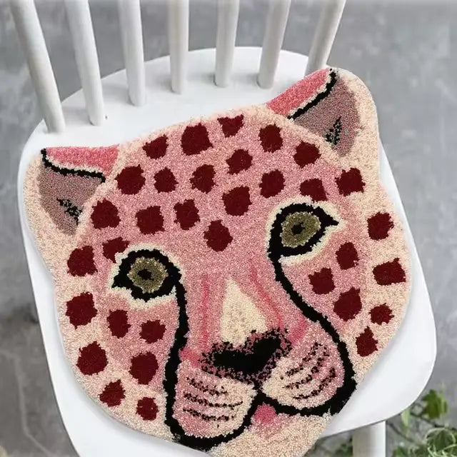 Preppy pink leopard rug for stylish and fun home decor