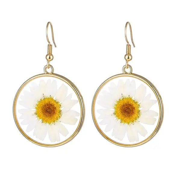 Pressed flowers earrings - standart / gold - earrings