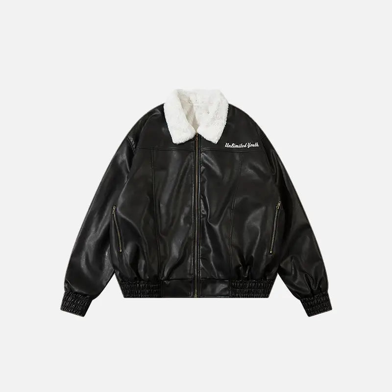 Pu faux leather retro jacket y2k - black / s - jackets