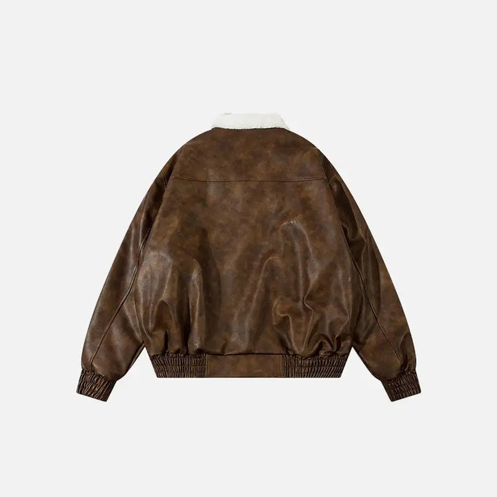 Pu faux leather retro jacket y2k - jackets