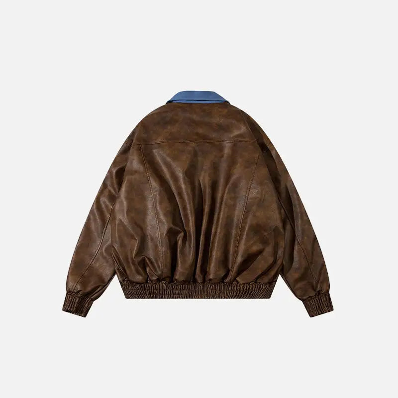 Pu faux retro leather jacket y2k - jackets
