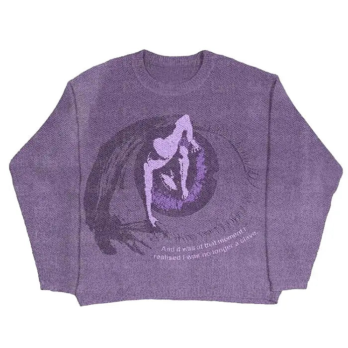 Purple eye aesthetic sweater - s