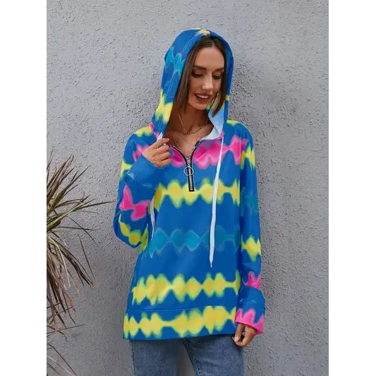 Quarter zip rave psychedelic hoodie