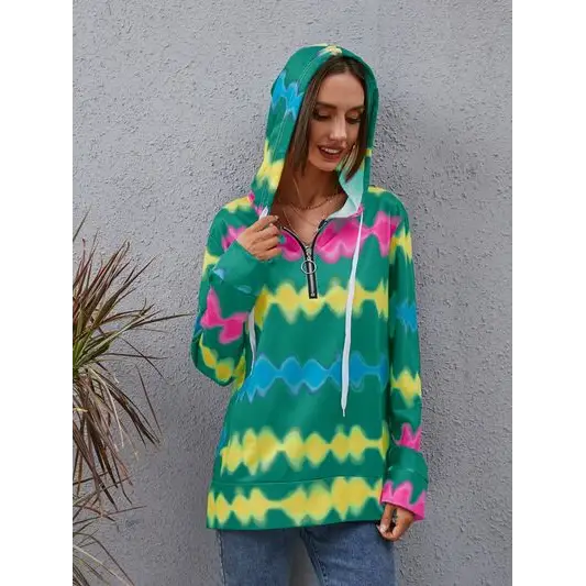 Quarter zip rave psychedelic hoodie