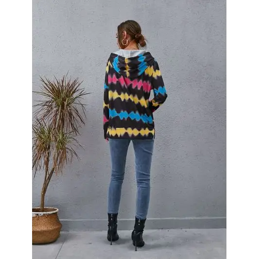 Quarter zip rave psychedelic hoodie