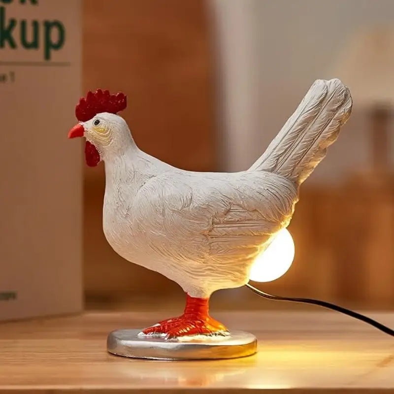 Quirky chicken lamp for a fun and playful room aesthetic