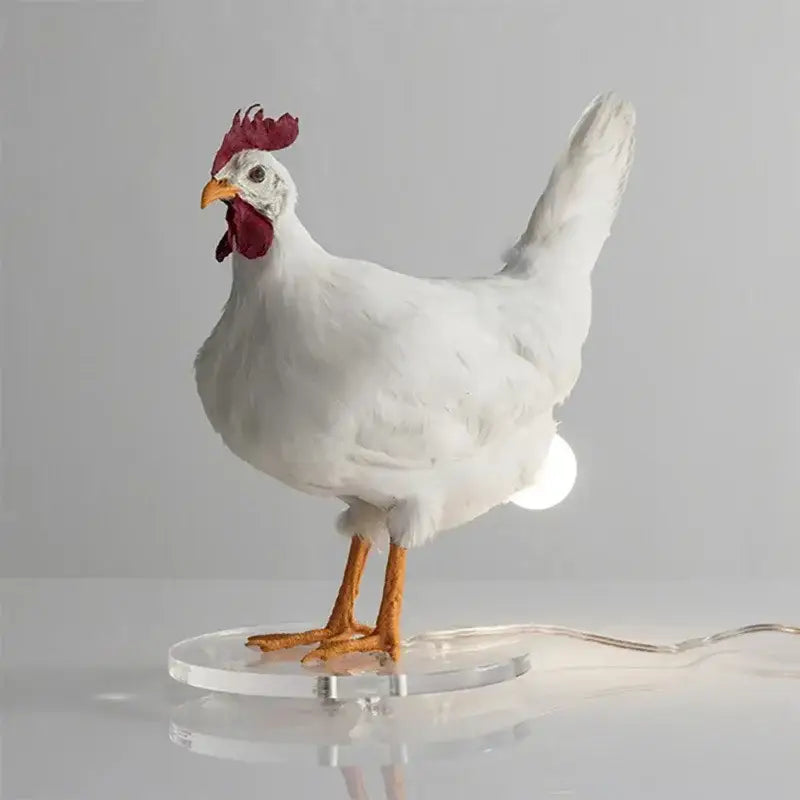 Quirky chicken lamp for a fun and playful room aesthetic