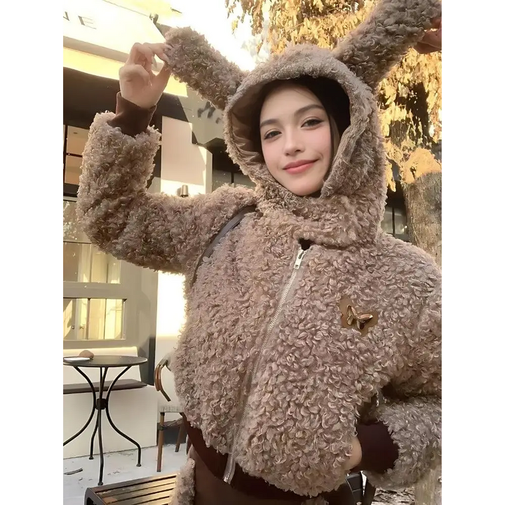 Rabbit hood teddy two piece set - sets