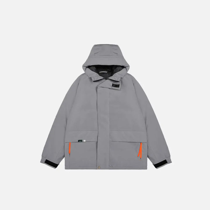 Rainproof solid color jacket y2k - grey / m - clothing