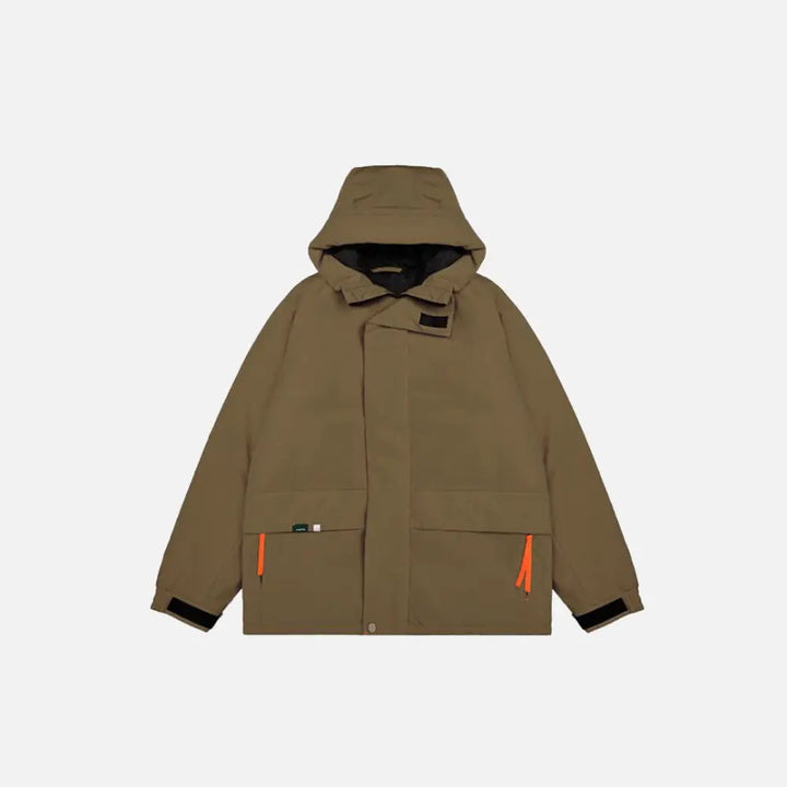 Rainproof solid color jacket y2k - khaki / m - clothing