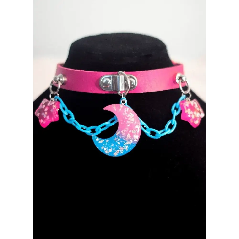 Raspberry galaxy choker necklace - m / magenta - chokers