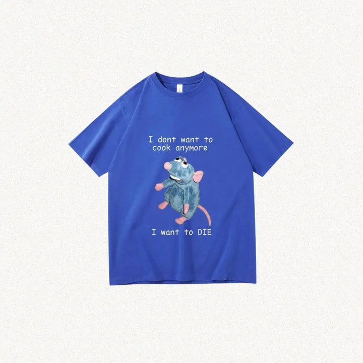 Ratatouille tee with dark humor for y2k style wardrobe - blue / xs