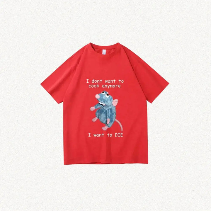 Ratatouille tee with dark humor for y2k style wardrobe - red / xs