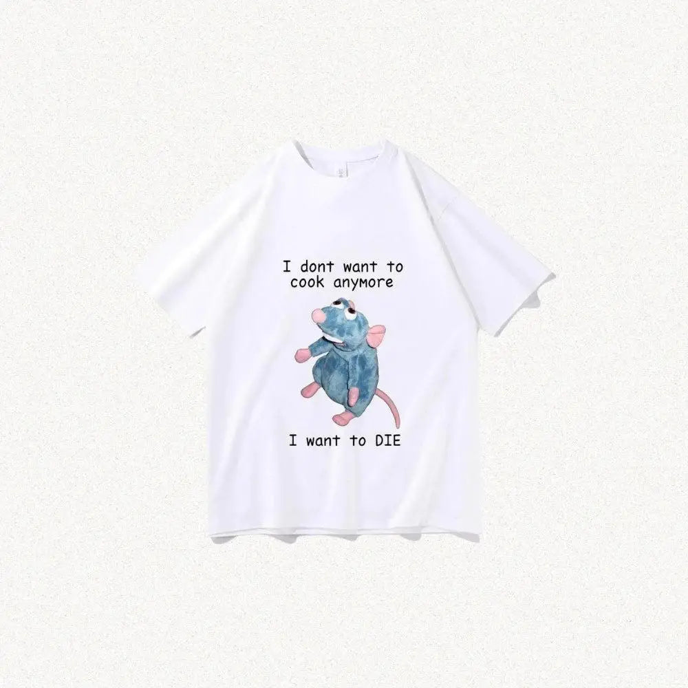 Ratatouille tee with dark humor for y2k style wardrobe - white / xs