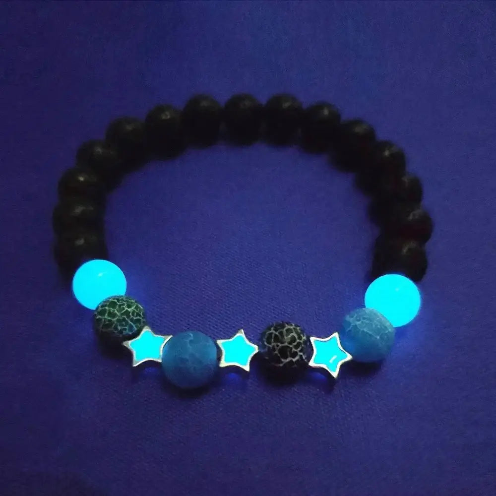 Rave-ready luminous star charm bracelet - glows in the dark