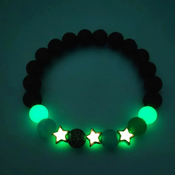 Rave-ready luminous star charm bracelet - glows in the dark