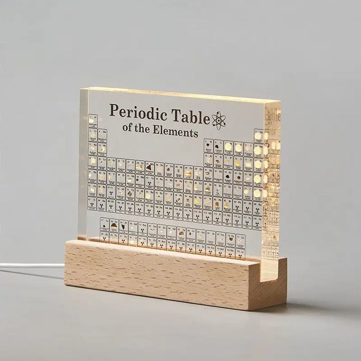 Real elements periodic table in acrylic for science enthusiasts - single light set