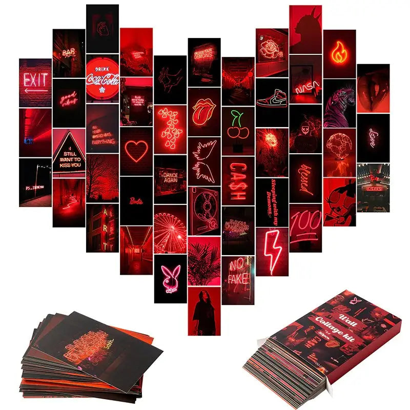 Red aesthetic collage kit