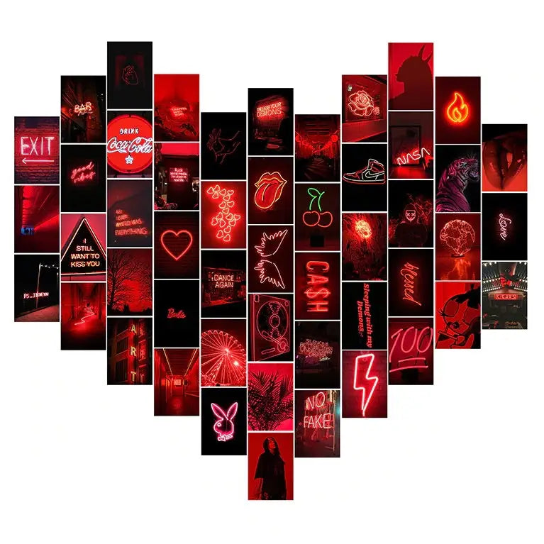Red Aesthetic Collage Kit for Room Decoration
