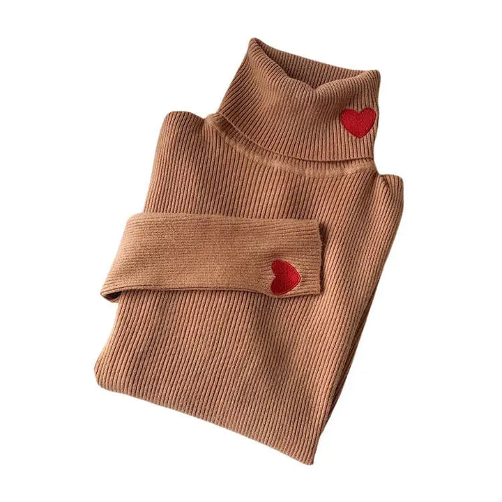 Vintage red hearts jumpsuit with adorable heart embroidery - free size / brown - sweaters