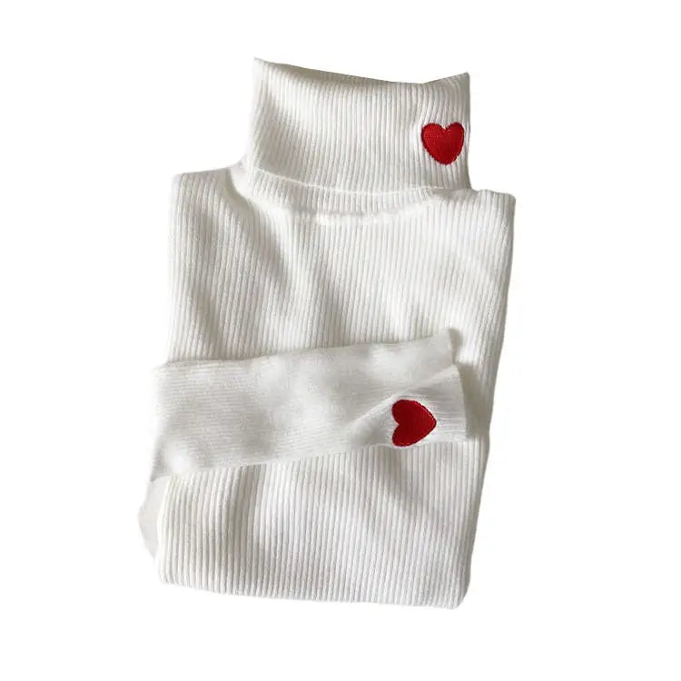 Vintage red hearts jumpsuit with adorable heart embroidery - free size / white - sweaters