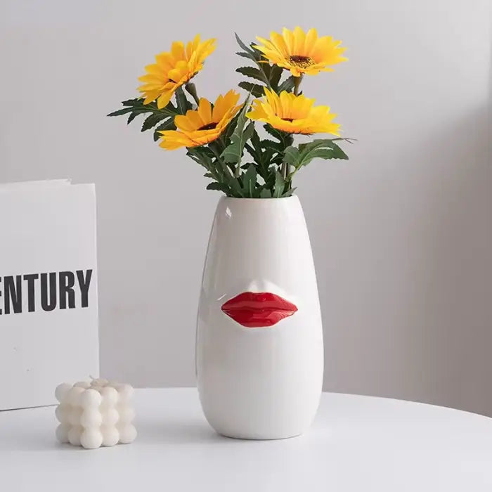 Red lips vase for aesthetic room decor and fun style