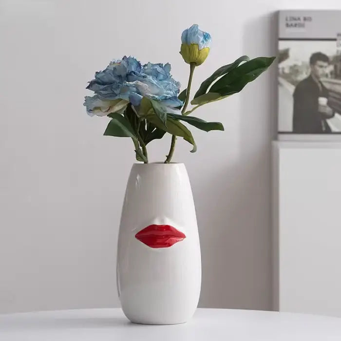 Red lips vase for aesthetic room decor and fun style