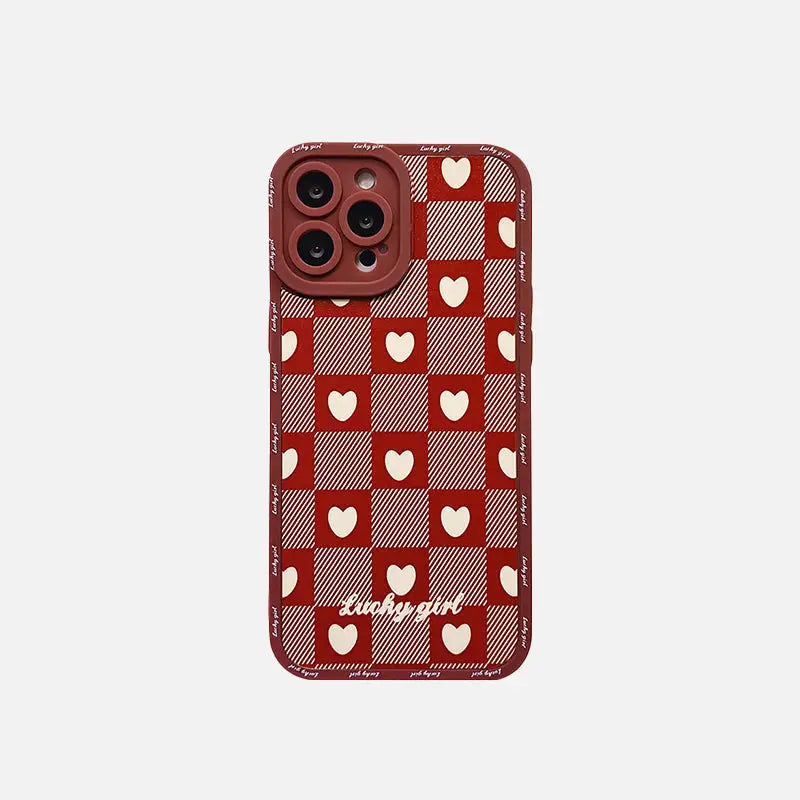 Red love lattice iphone case y2k - 7 8 - cases
