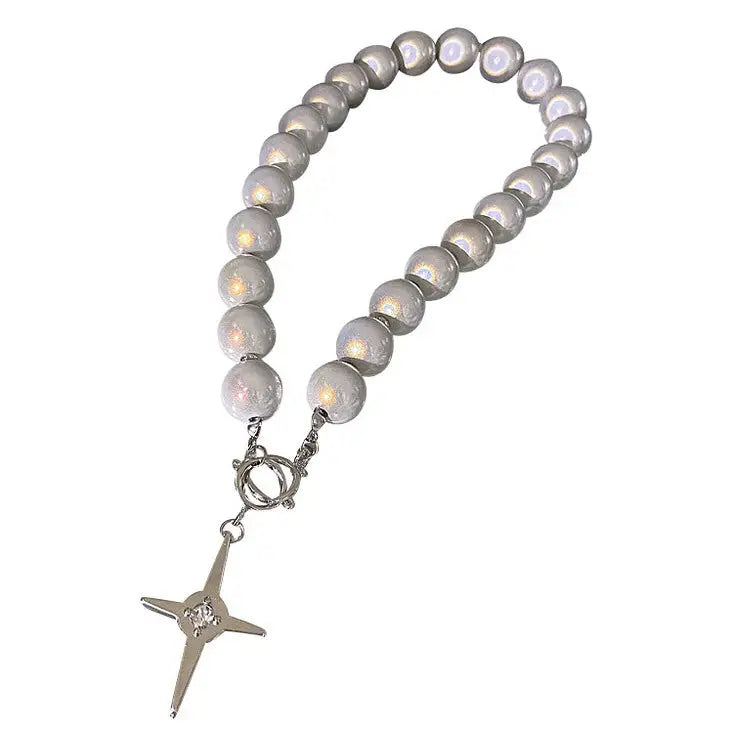 Reflective pearl necklace - standart / big bead