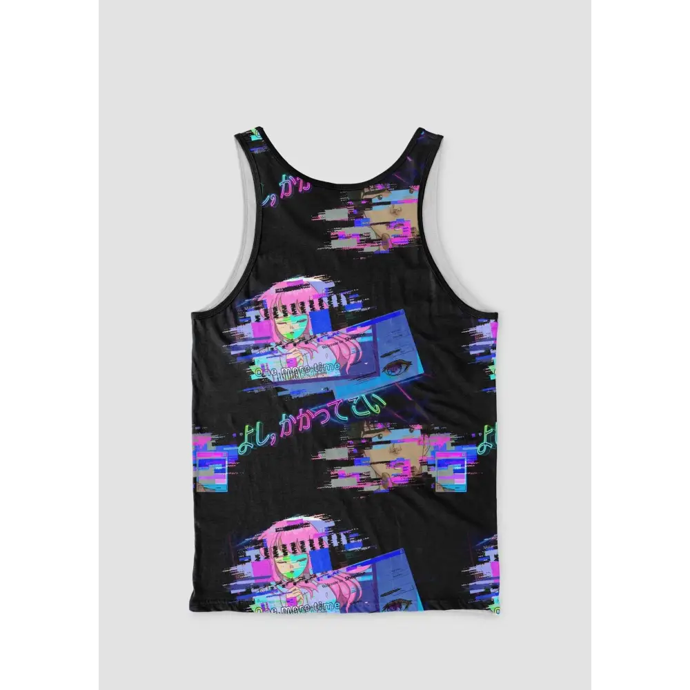 Retro anime glitchcore tank top - all over print for men (t46)