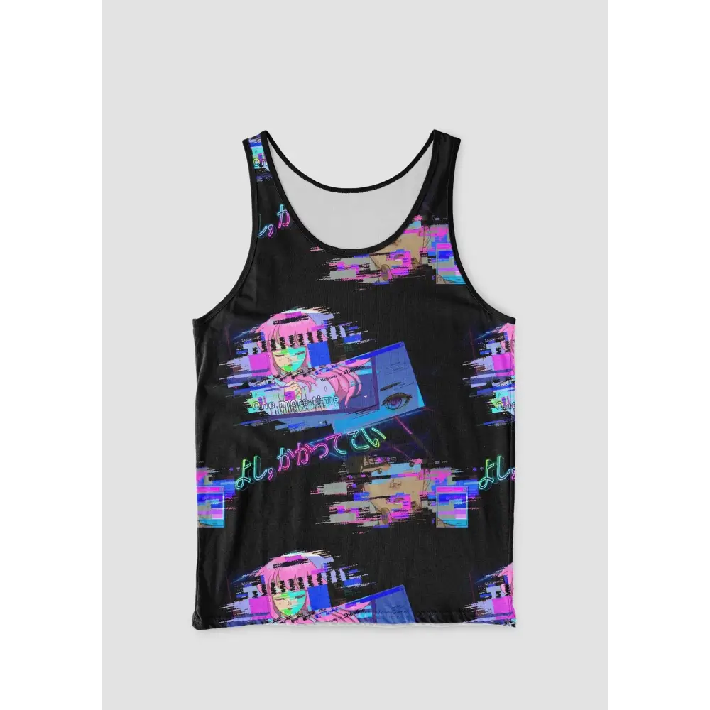 Retro anime glitchcore tank top - s - all over print for men (t46)