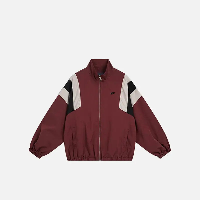 Retro baggy zip-up windbreaker jacket y2k - red / m - jackets