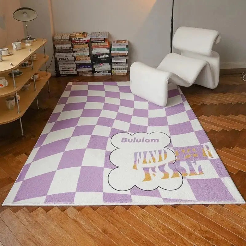 Retro checkered rug - purple / small - rugs